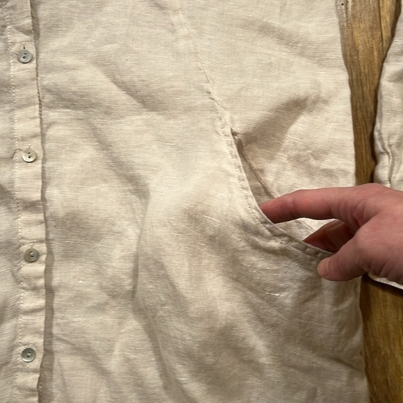 Sigrid Olsen 100% Linen Tunic Button Down Shirt Women's Medium M Pockets EUC - Picture 7 of 12